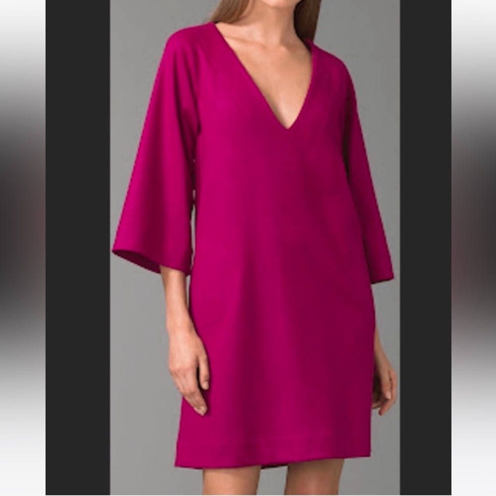 DVF Aida Wool Shift Dress 3/4 Sleeve with Pockets